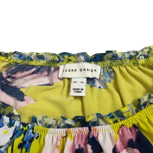 Susan Graver Floral Print Bell Sleeve Liquid Knit Tunic Top XL Boho Multicolor - Picture 9 of 10